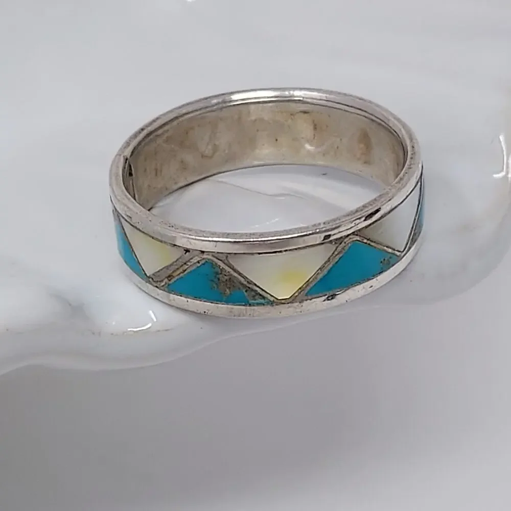 Men's Ring Sz 11.5 Faux Inlay Southwest Style Band